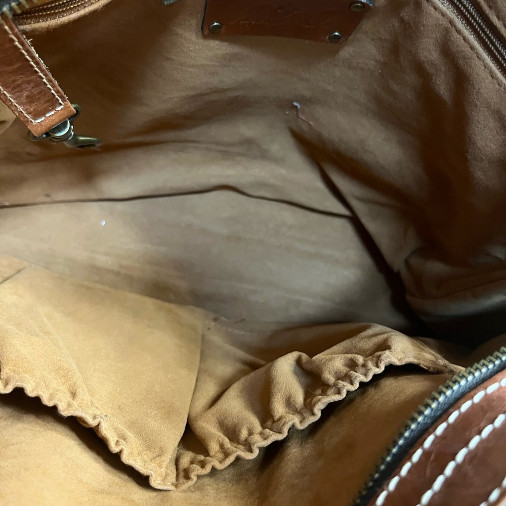 Patricia Nash Embossed Tan Leather Briefcase purse - Picture 8 of 11